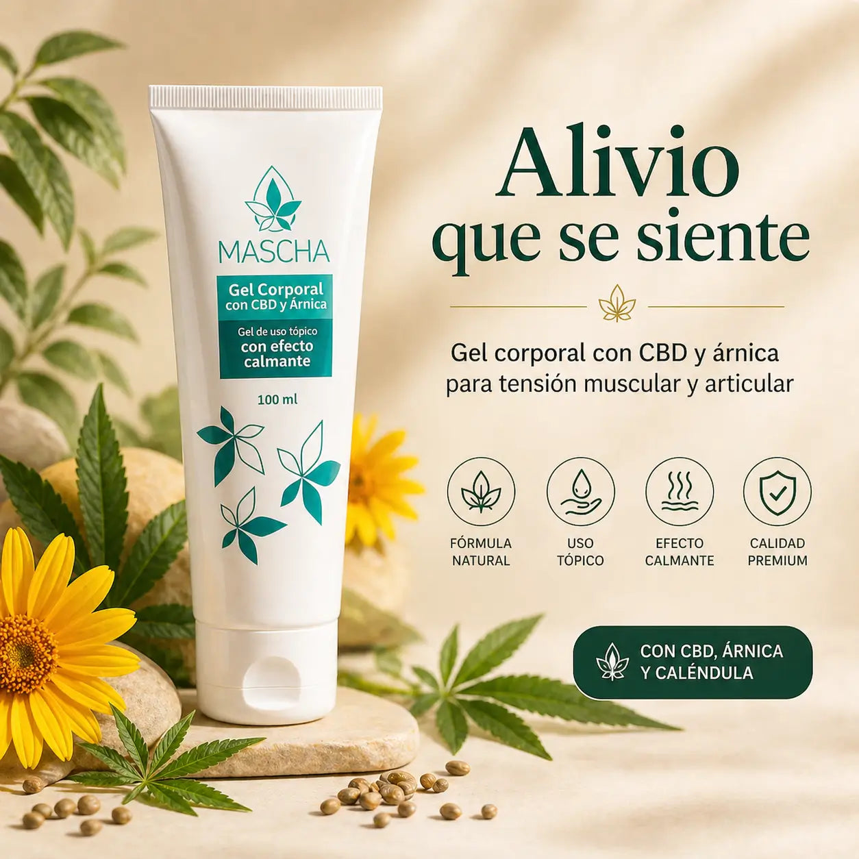 GEL CORPORAL MASCHA CBD Y ÁRNICA