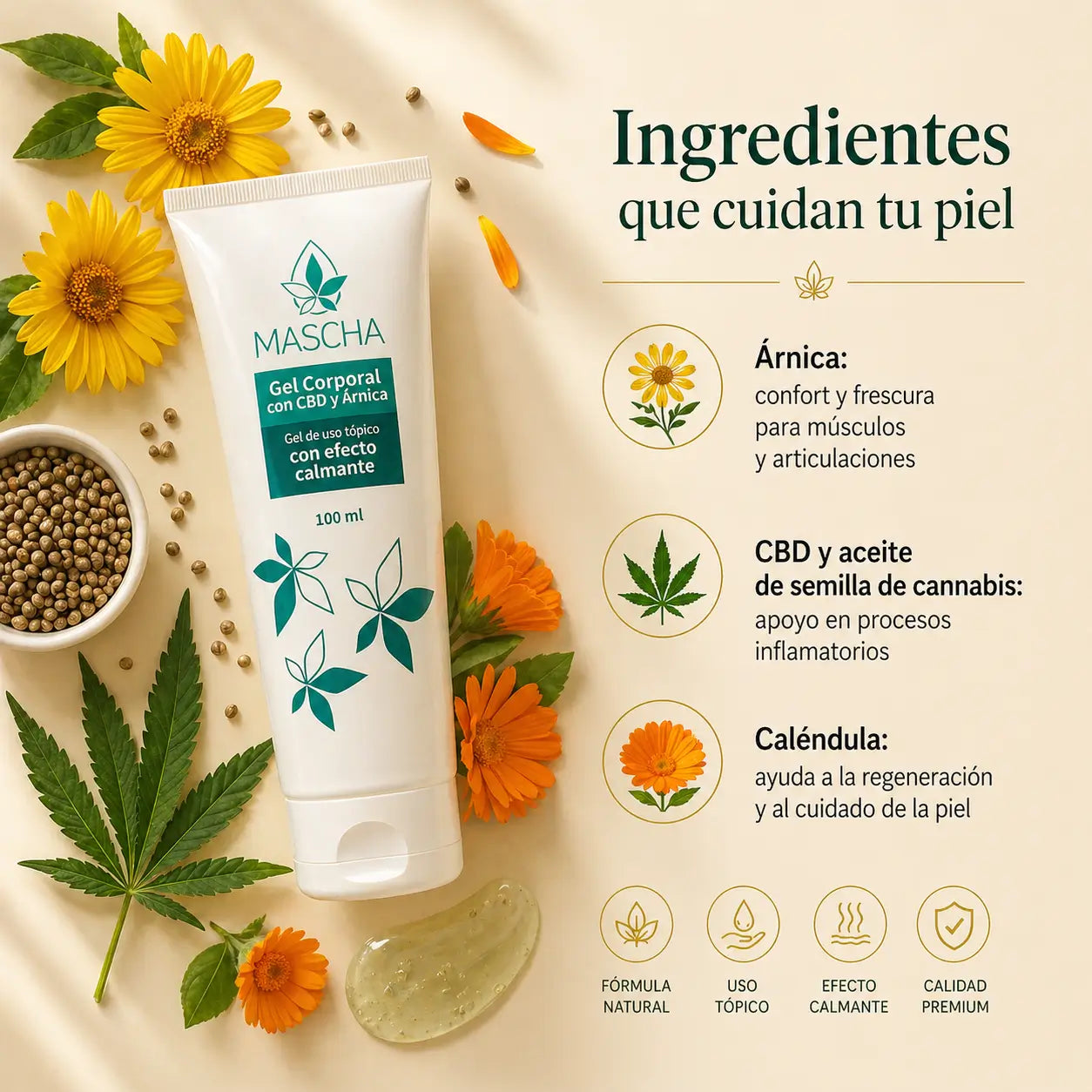 GEL CORPORAL MASCHA CBD Y ÁRNICA